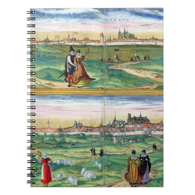Cuaderno Mapa de Orleans y de Bourges, de 'Civitates Orbis (Frente)