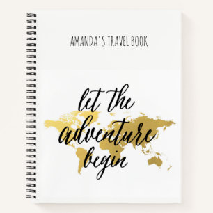 Cuaderno Mapa de oro mundial notas de viaje personalizadas