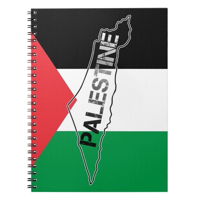Cuaderno Mapa de Palestina Libre con bandera palestina (Frente)