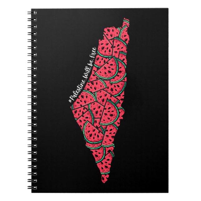 Cuaderno Mapa de Palestina lleno de sandías | Palestina lib (Frente)