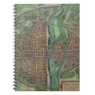Cuaderno Mapa de París, de "Civitates Orbis Terrarum" por 