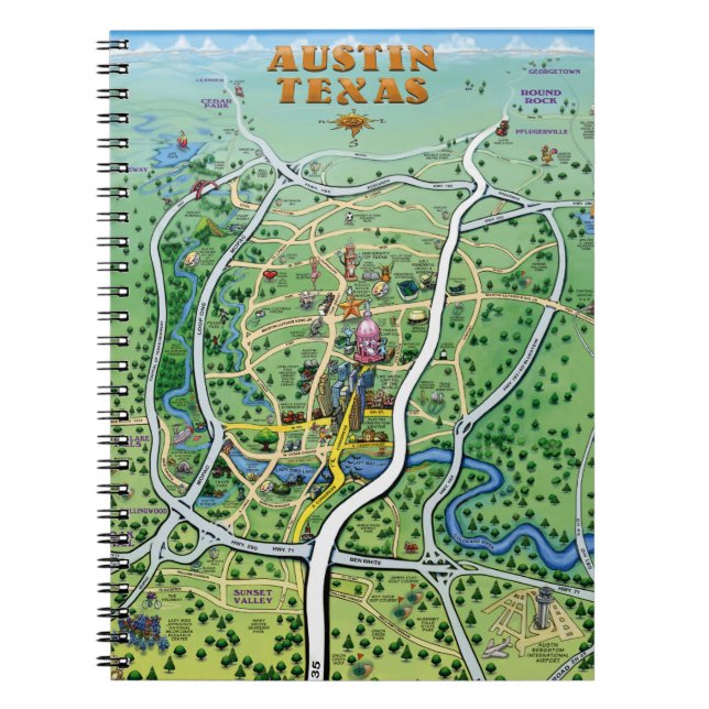 Cuaderno Mapa de Personalizados de Austin Texas (Frente)