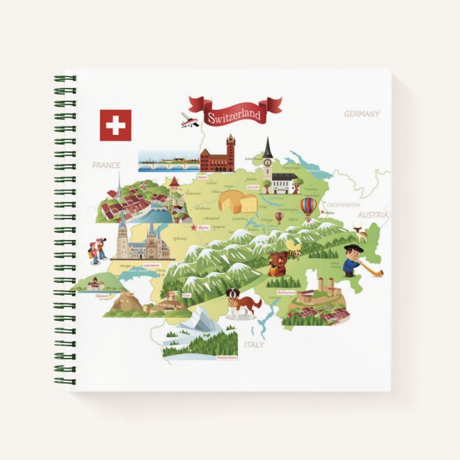 Cuaderno Mapa de Personalizados de Suiza (Anverso)