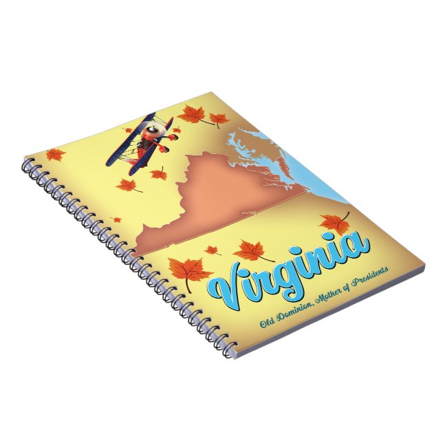 Cuaderno Mapa de póster de Virginia State retro Travel (Lado Derecho)