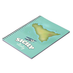 Cuaderno Mapa de Sicilia Italia estilo vintage