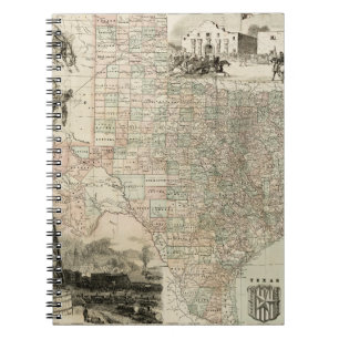 Cuaderno Mapa de Texas con fronteras del condado