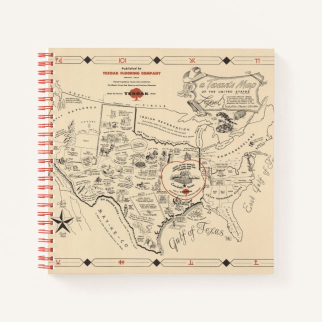 Cuaderno Mapa de un texano de los Estados Unidos (de Texas) (Anverso)
