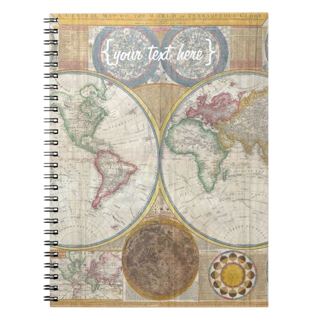 Cuaderno Mapa de Viejo Mundo en hemisferios dobles, 1794 (Frente)