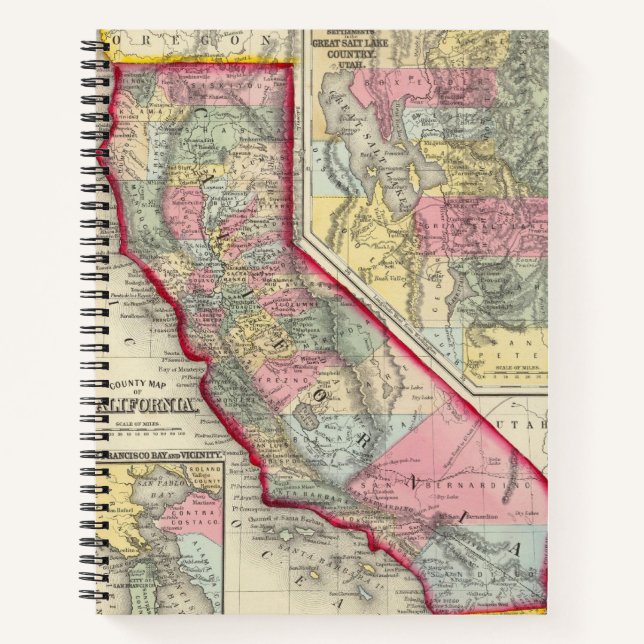 Cuaderno Mapa Del Condado De California (Anverso)
