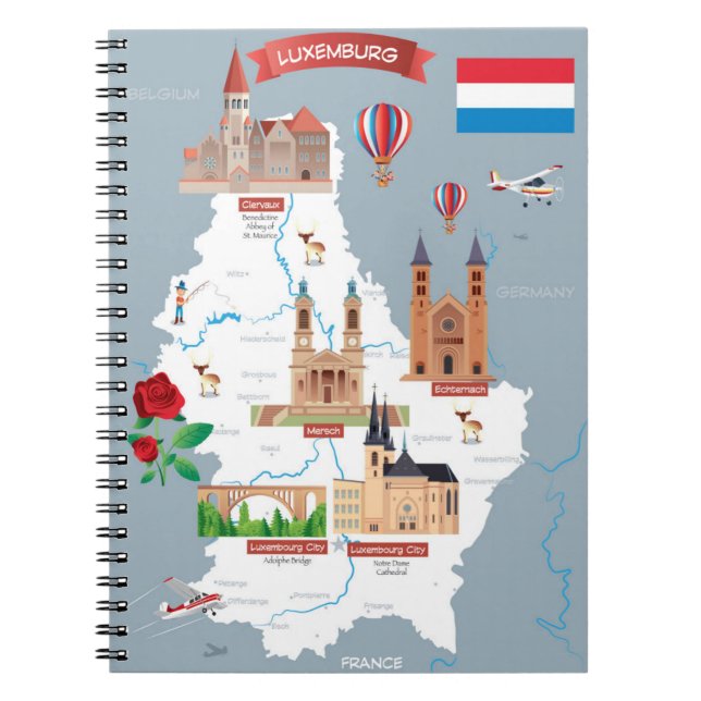 Cuaderno Mapa del dibujo animado de Luxemburgo (Frente)