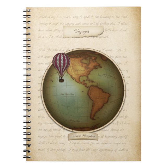 Cuaderno Mapa del hemisferio occidental neo-victoriano Stea (Frente)