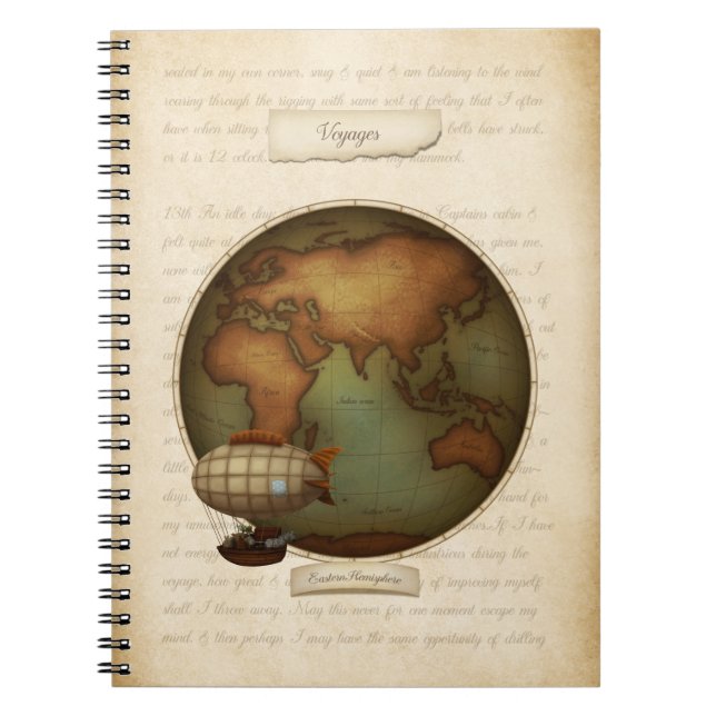 Cuaderno Mapa del hemisferio occidental neo-victoriano Stea (Frente)