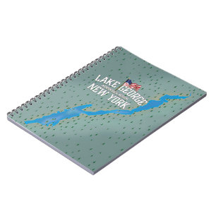 Cuaderno Mapa del lago George Nueva York