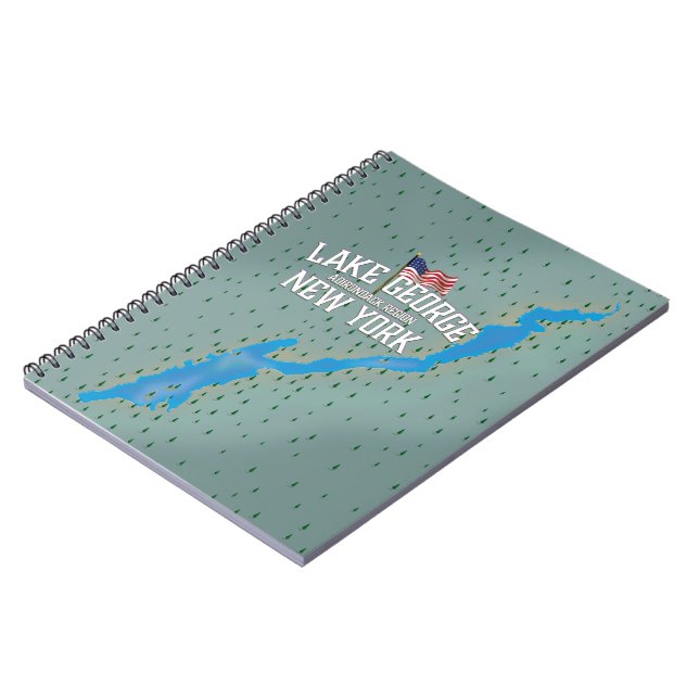 Cuaderno Mapa del lago George Nueva York (Lado Izquierdo)
