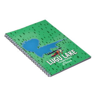 Cuaderno Mapa del lago Lugu, meseta de Yunnan, China