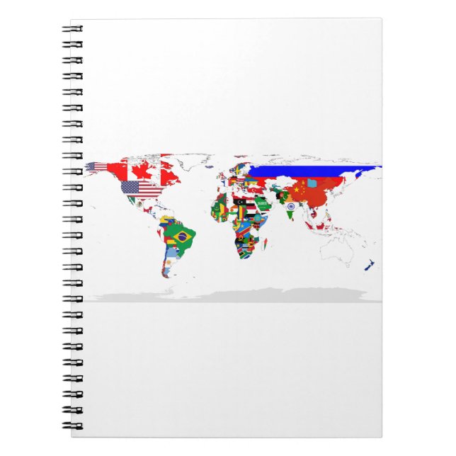 Cuaderno Mapa del mundo de colores abstractos (Frente)