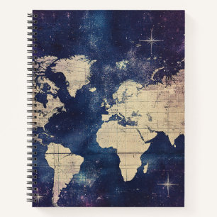 Cuaderno Mapa del mundo de la púrpura vintage celestial (7)