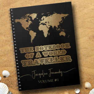 Cuaderno Mapa del mundo de los Purpurinas de oro de viajes 