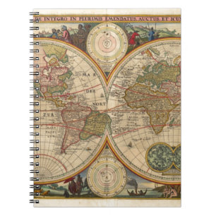 Cuaderno Mapa del mundo raro e histórico viejo antiguo