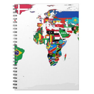 Cuaderno Mapa del mundo señalado por medio de una bandera