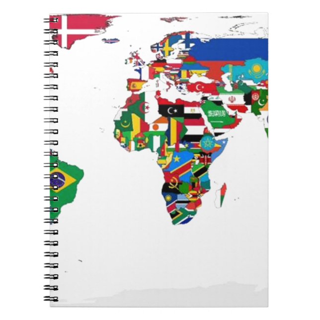 Cuaderno Mapa del mundo señalado por medio de una bandera (Frente)