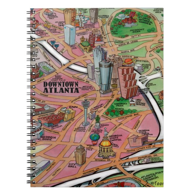 Cuaderno Mapa del Personalizado del centro de Atlanta Georg (Frente)