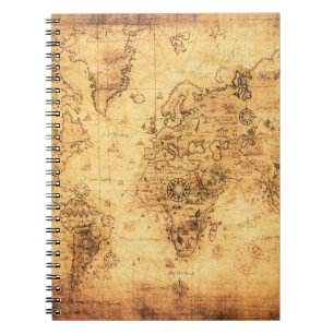 Cuaderno Mapa del Viejo Mundo: Vintage del pergamino mancha