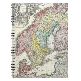 Cuaderno Mapa del vintage de Escandinavia (1730)