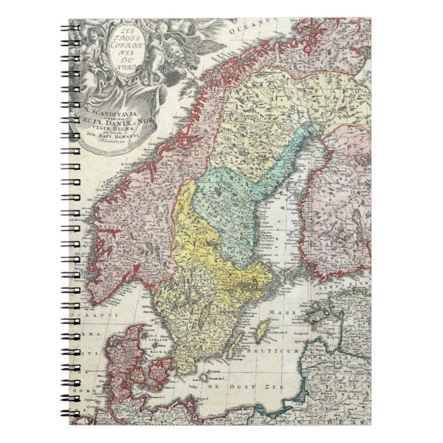 Cuaderno Mapa del vintage de Escandinavia (1730) (Frente)