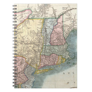 Cuaderno Mapa del vintage de Nueva Inglaterra (1821)
