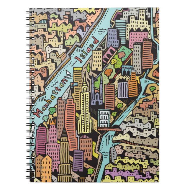 Cuaderno Mapa dibujado mano de New York City (Frente)