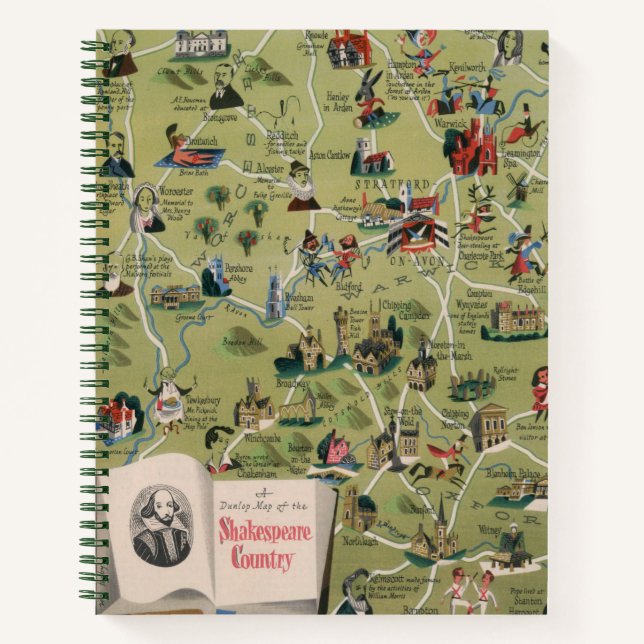 Cuaderno Mapa Dunlop del País Shakespeare, Inglaterra (Anverso)