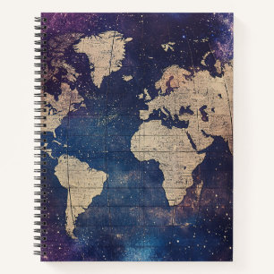 Cuaderno Mapa estelar celestial púrpura del viejo mundo