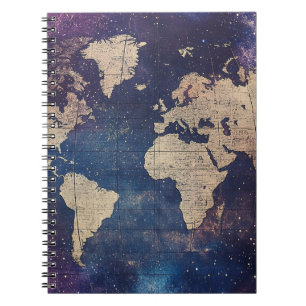 Cuaderno Mapa estelar celestial púrpura del viejo mundo