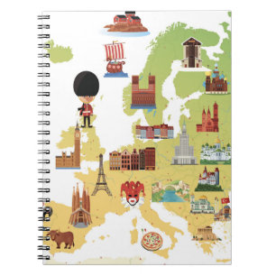 Cuaderno Mapa europeo del dibujo animado
