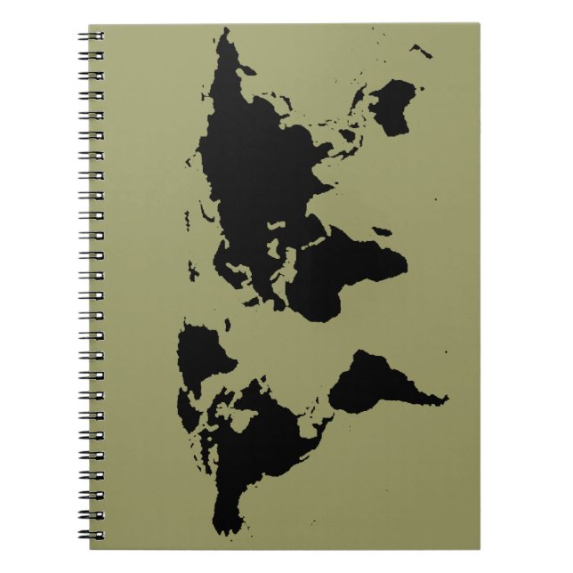 Cuaderno mapa gráfico negro mundial (Frente)