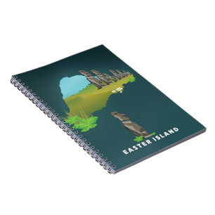 Cuaderno Mapa ilustrado de la isla de Pascua impresión de c