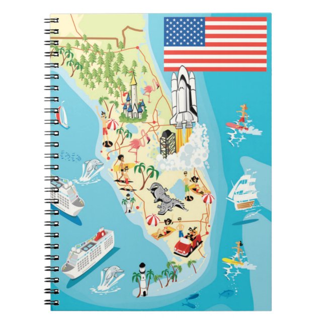 Cuaderno Mapa lindo de la Florida de los niños (Frente)