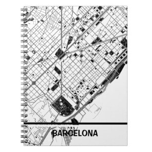 Cuaderno mapa minimalista Barcelona - Blanco-negro