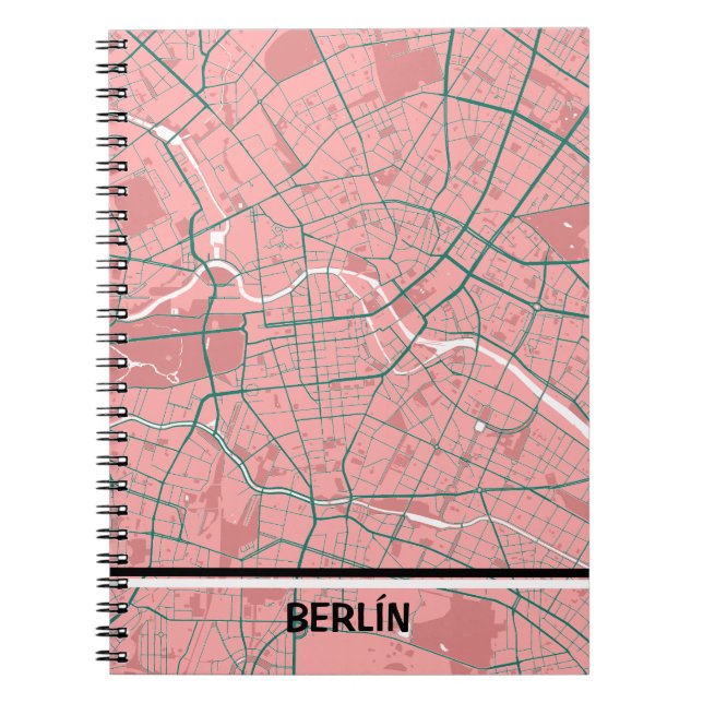Cuaderno mapa minimalista de Berlín - Rosa-verde (Frente)