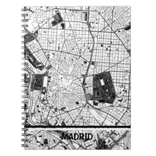 Cuaderno mapa minimalista de Madrid - Blanco-negro