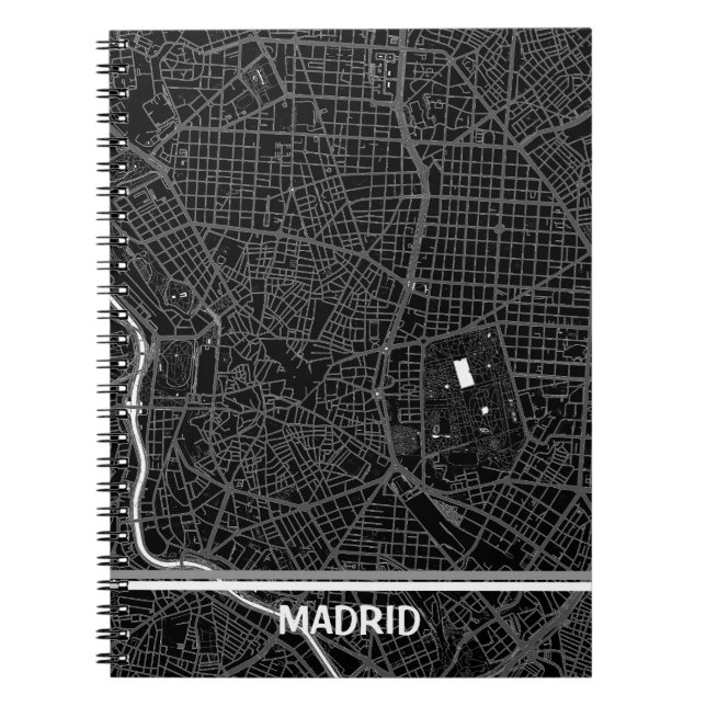 Cuaderno mapa minimalista de Madrid - Negro-blanco (Frente)
