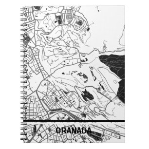 Cuaderno mapa minimalista Granada - Blanco-negro