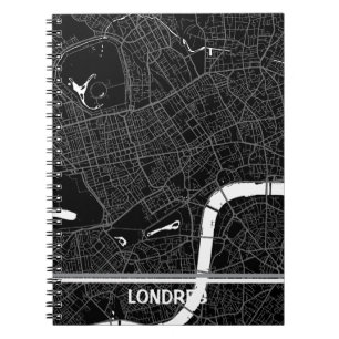 Cuaderno mapa minimalista Londres - Negro-blanco