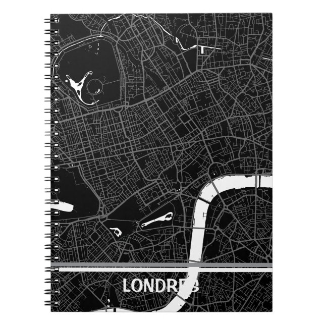 Cuaderno mapa minimalista Londres - Negro-blanco (Frente)