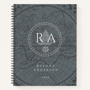 Cuaderno Mapa Monograma de Cuerda Náutica Gris