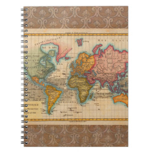 Cuaderno Mapa Mundial 1780 Planisferio Antiguo de Bonne