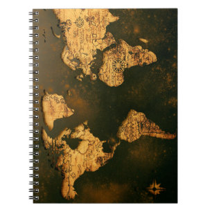Cuaderno Mapa Mundial Antiguo Arte de Cartografía Antigua