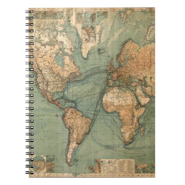 Cuaderno Mapa Mundial Antiguo Vintage (Frente)