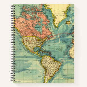 Cuaderno Mapa mundial con mapas de geografía de Estados Un